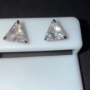 Sparkling Silver Triangle Crystal Earrings